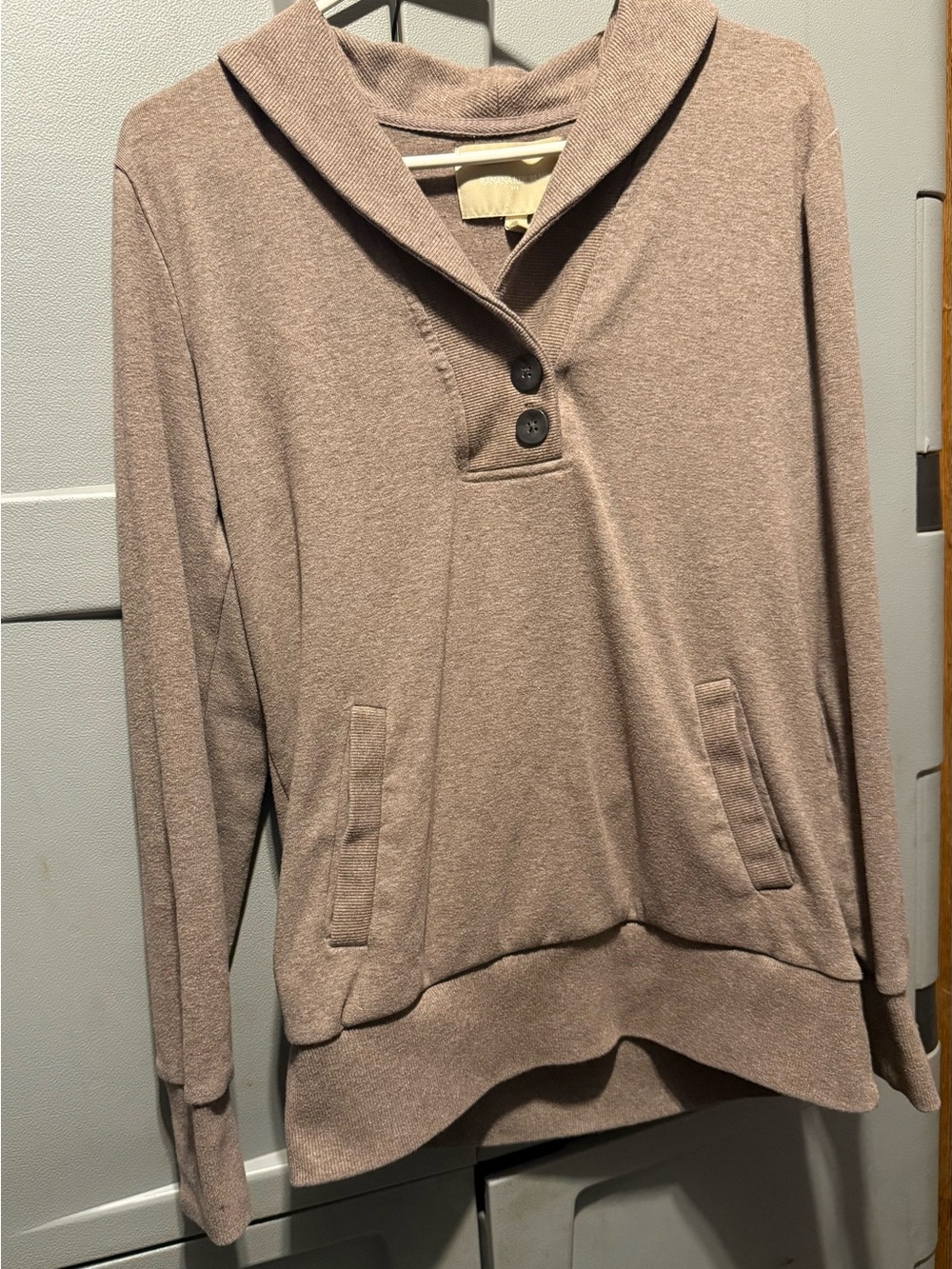 Banana Republic Taupe Shawl-Collar Pullover Hoodie